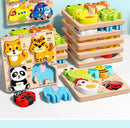 4-in-1 Wooden Montessori Puzzle (3D + Shapes + Numbers)