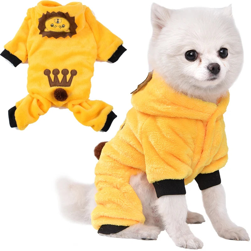 Plush Dog Costume Hoodie Jumpsuit