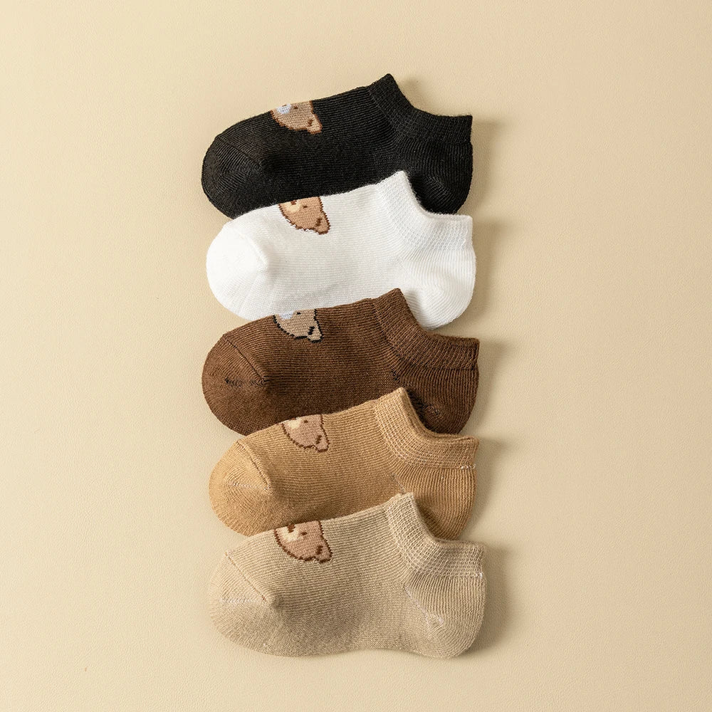 5 Pairs No-Show Socks (Bear)