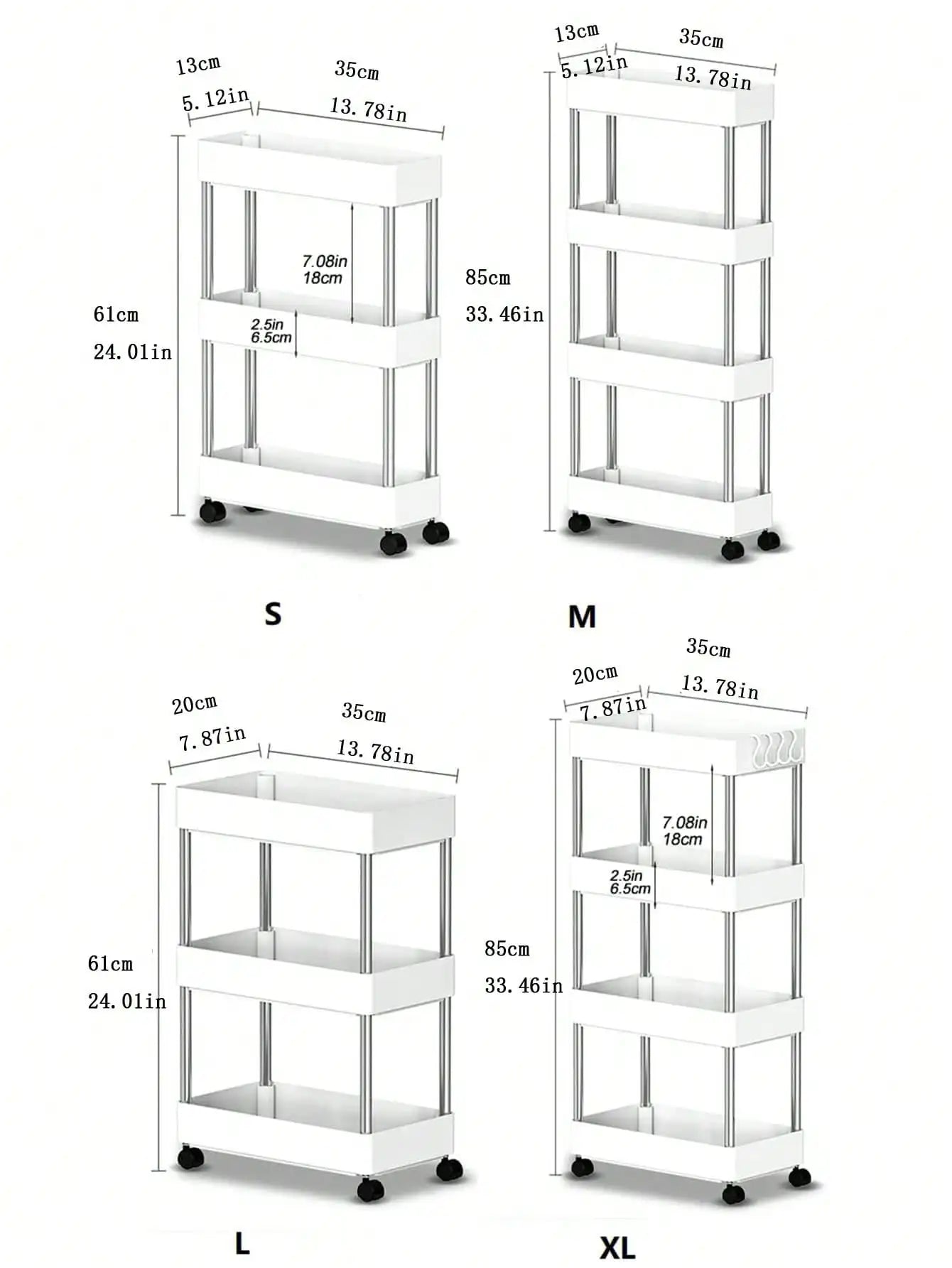 Slim Rolling Storage Cart
