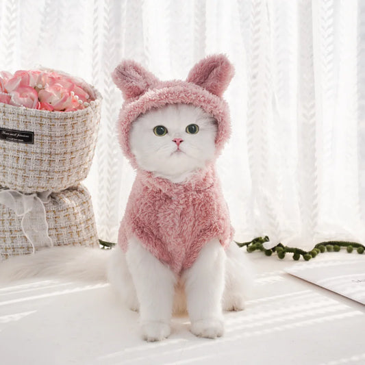 Plush Pet Hoodie for Cats & Small Dogs