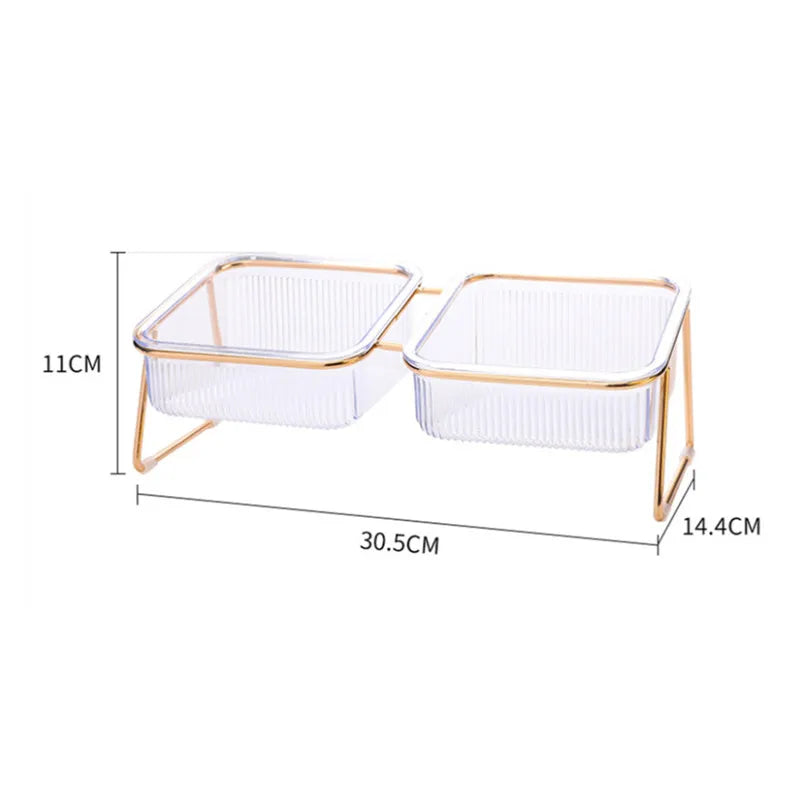 Elevated Double Cat Feeder with Transparent Bowls