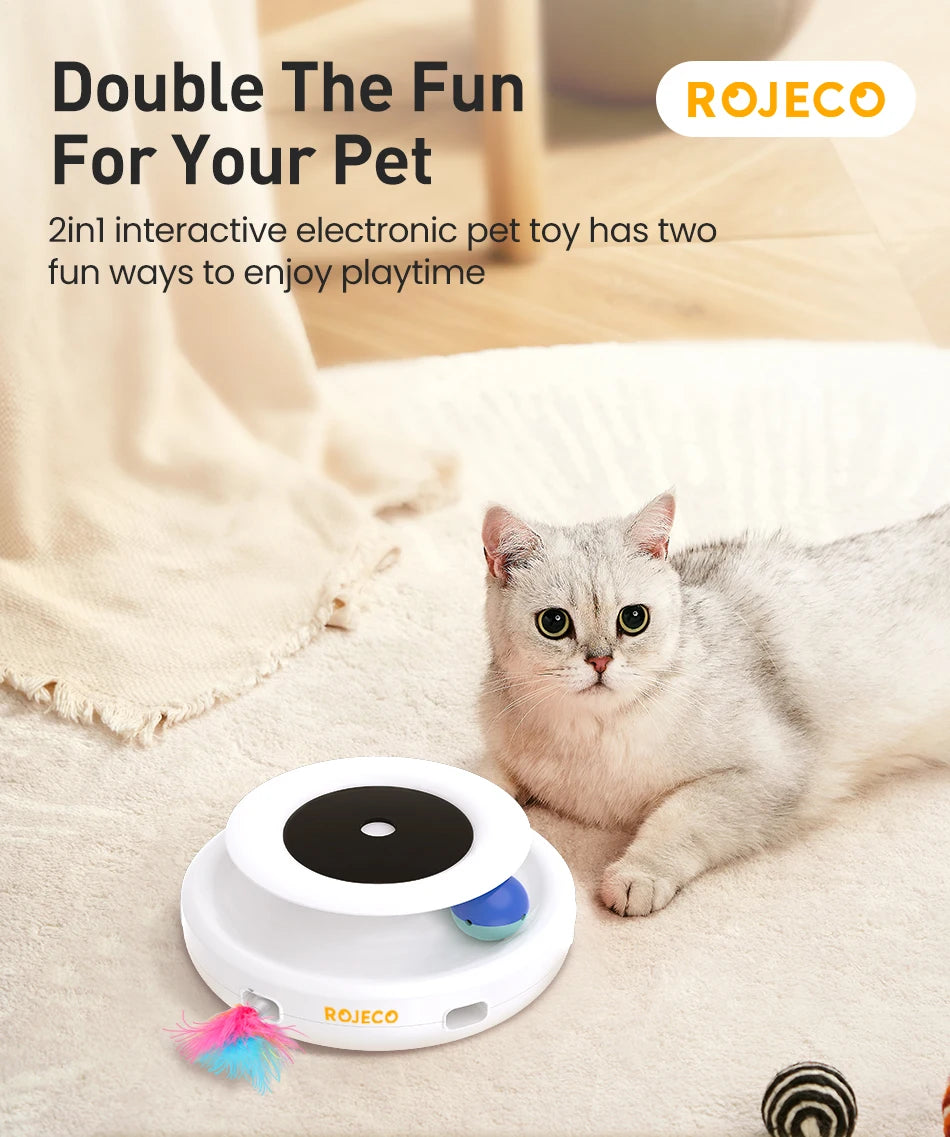 Interactive Electronic Cat Toy with Feathers and LED Lights