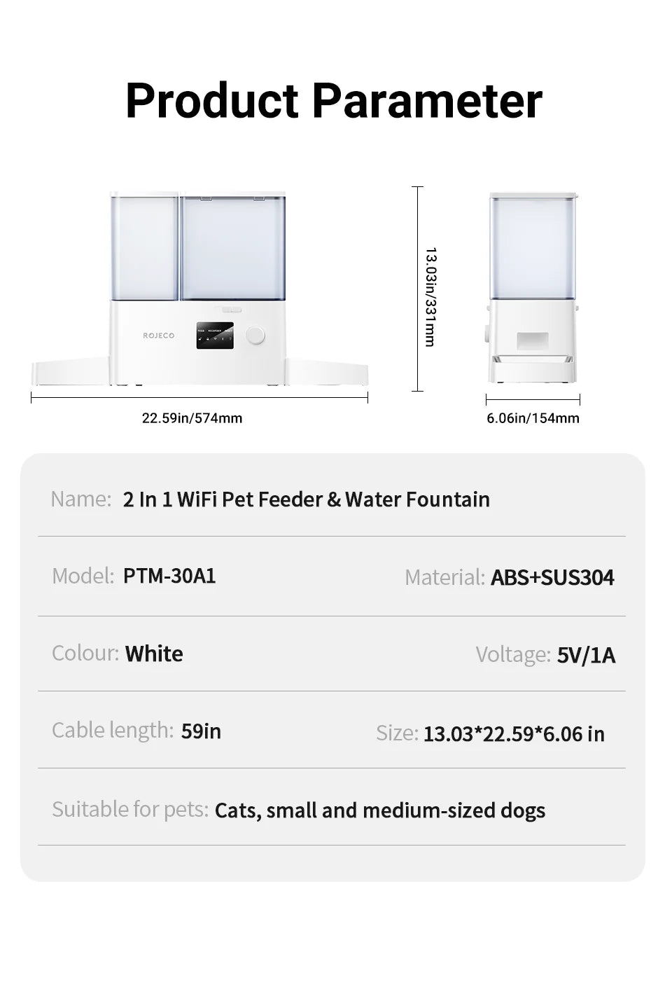 Automatic Pet Feeder & Water Dispenser 2-in-1