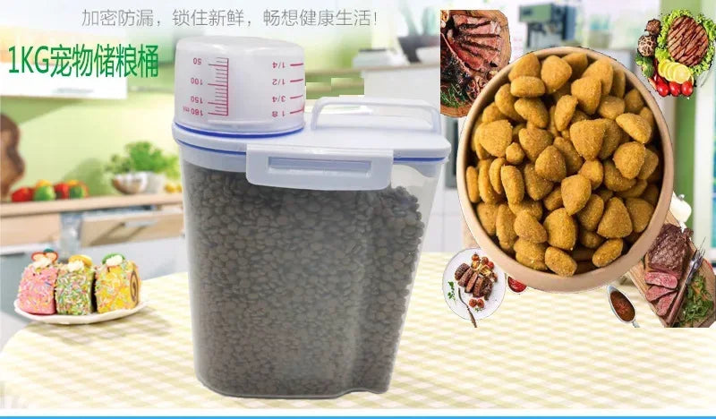 Airtight Pet Food Storage Container with Measuring Cup