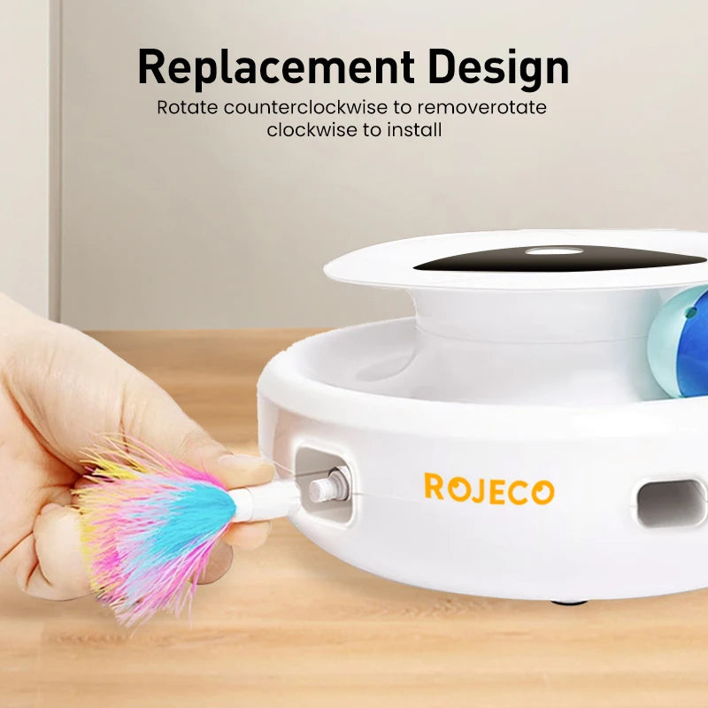 Interactive Electronic Cat Toy with Feathers and LED Lights