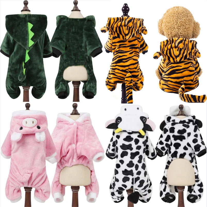 Plush Dog Costume Hoodie Jumpsuit