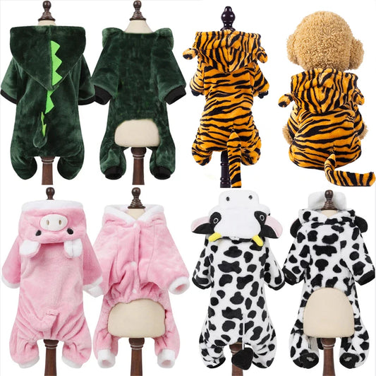 Plush Dog Costume Hoodie Jumpsuit
