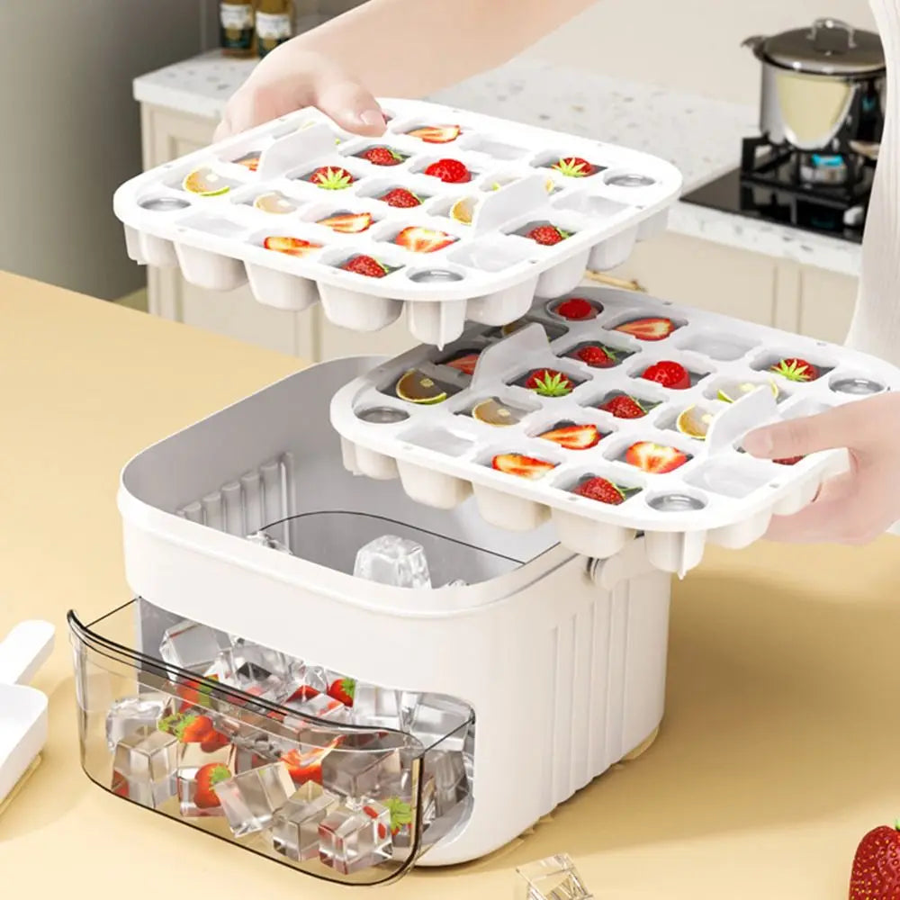 Press Ice Cube Tray with Storage Box