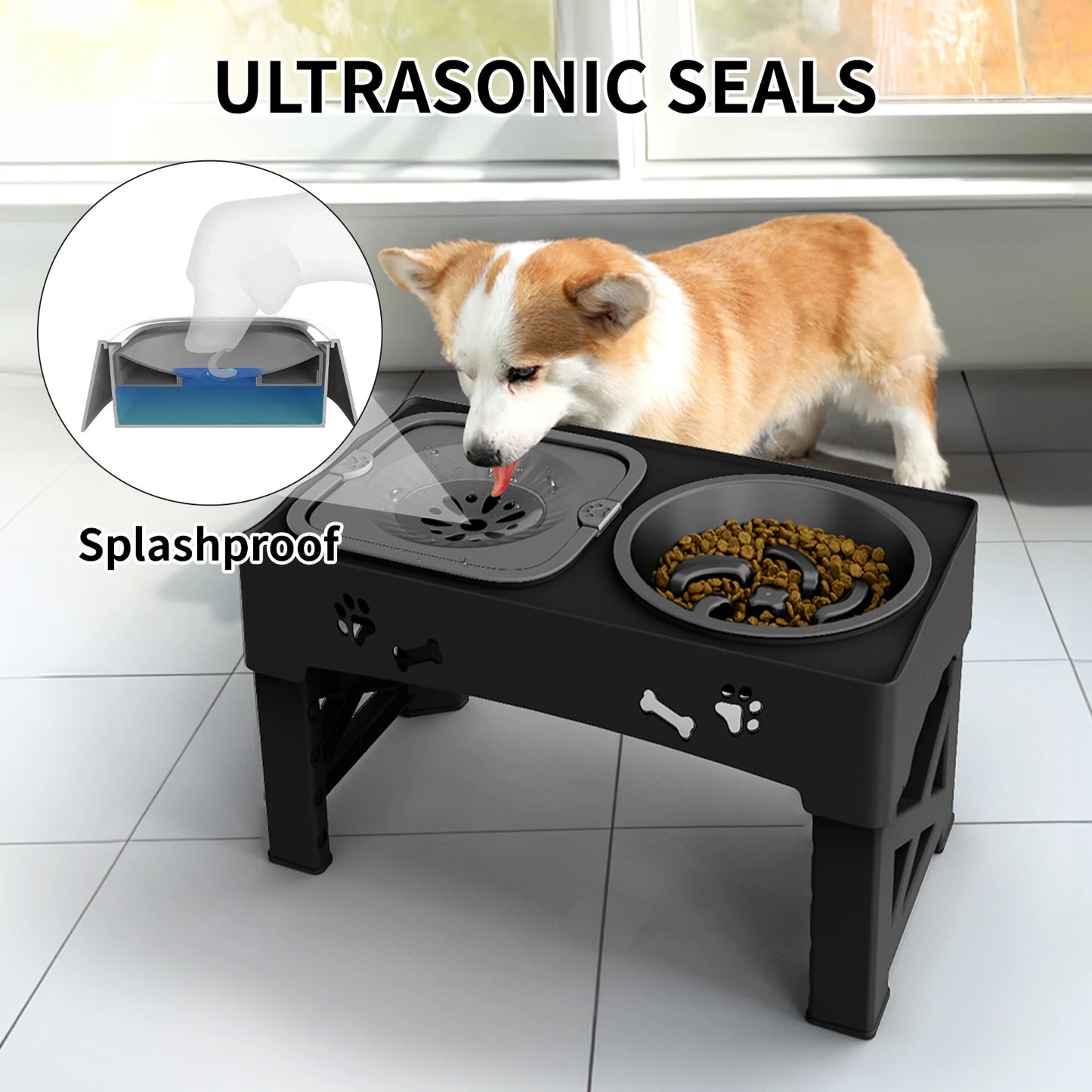 Adjustable Elevated Pet Feeder (Double Bowl)