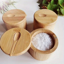 Bamboo Salt Cellar with Lid and Spoon