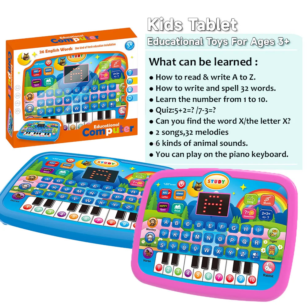 Interactive Kids Learning Tablet (Letters, Numbers & Music)