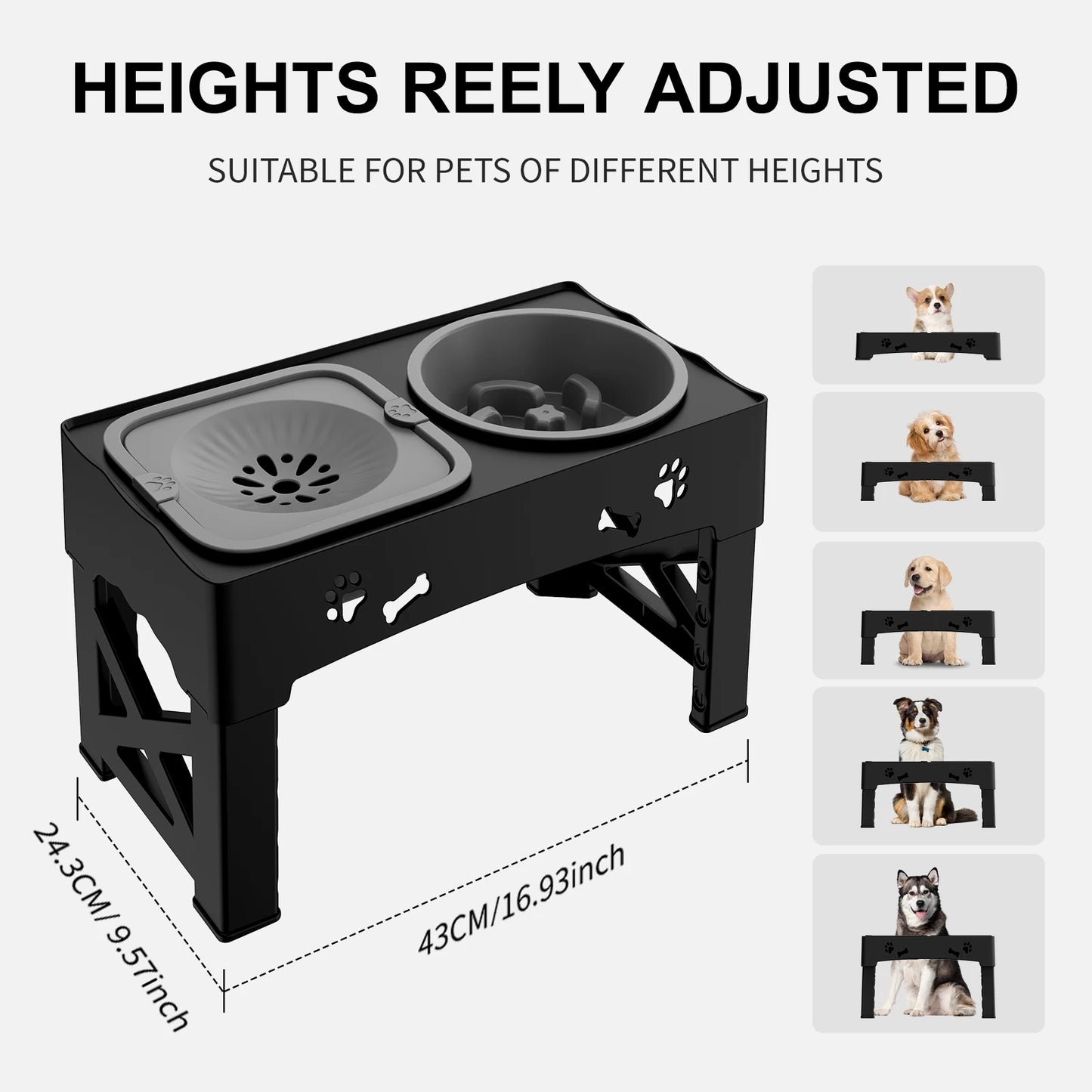 Adjustable Elevated Pet Feeder (Double Bowl)