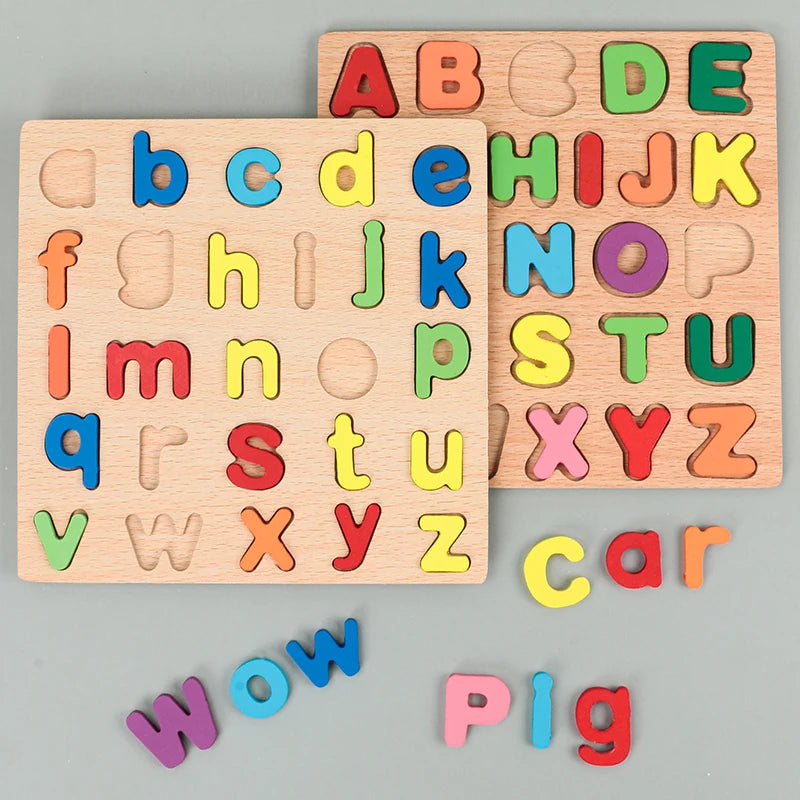 Wooden Montessori Puzzle (Letters, Numbers & Shapes)