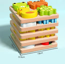 4-in-1 Wooden Montessori Puzzle (3D + Shapes + Numbers)